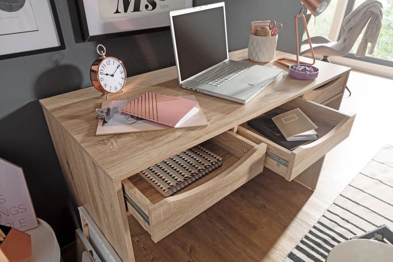 Ryea Skrivbord 120 cm med Förvaring 3 Lådor - Natur - Skrivbord