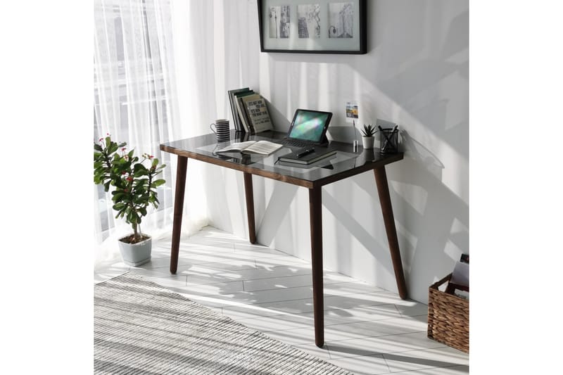 Sabani Skrivbord 110 cm - Glas/Valnötsbrun - Möbler - Bord & matgrupper - Kontorsbord - Skrivbord