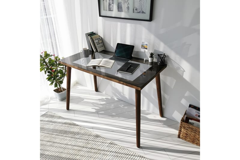 Sabani Skrivbord 110 cm - Glas/Valnötsbrun - Möbler - Bord & matgrupper - Kontorsbord - Skrivbord