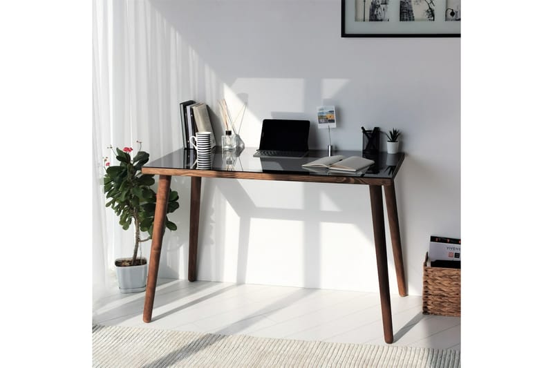 Sabani Skrivbord 110 cm - Glas/Valnötsbrun - Möbler - Bord & matgrupper - Kontorsbord - Skrivbord
