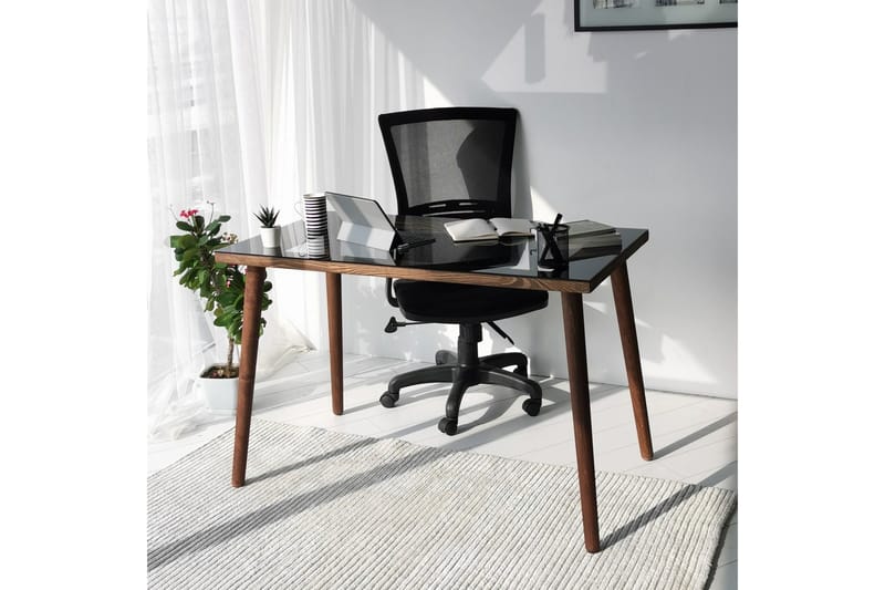 Sabani Skrivbord 110 cm - Glas/Valnötsbrun - Möbler - Bord & matgrupper - Kontorsbord - Skrivbord