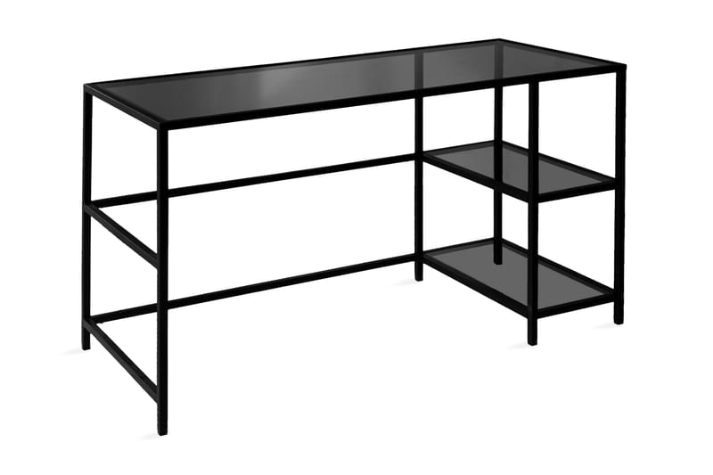 Sabani Skrivbord 130 cm med Förvaring 2 Hyllor - Glas/Rökfärgad/Svart - Skrivbord