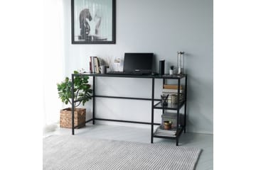 Sabani Skrivbord 130 cm med Förvaring 2 Hyllor - Glas/Rökfärgad/Svart - Möbler - Bord & matgrupper - Kontorsbord - Skrivbord