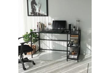 Sabani Skrivbord 130 cm med Förvaring 2 Hyllor - Glas/Rökfärgad/Svart - Möbler - Bord & matgrupper - Kontorsbord - Skrivbord