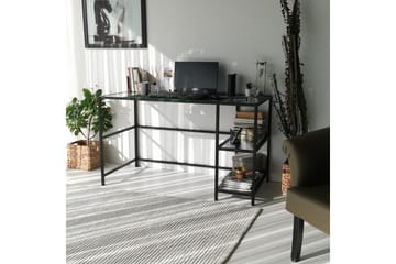 Sabani Skrivbord 130 cm med Förvaring 2 Hyllor - Glas/Rökfärgad/Svart - Möbler - Bord & matgrupper - Kontorsbord - Skrivbord