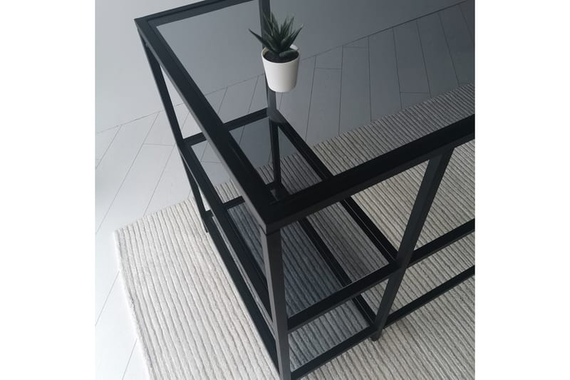 Sabani Skrivbord 130 cm med Förvaring 2 Hyllor - Glas/Rökfärgad/Svart - Möbler - Bord & matgrupper - Kontorsbord - Skrivbord