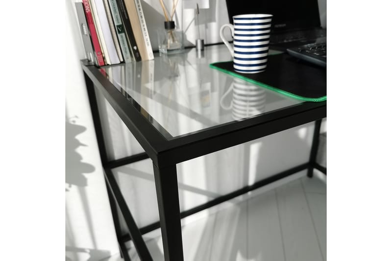 Sabani Skrivbord 130 cm med Förvaring 2 Hyllor - Glas/Svart - Skrivbord