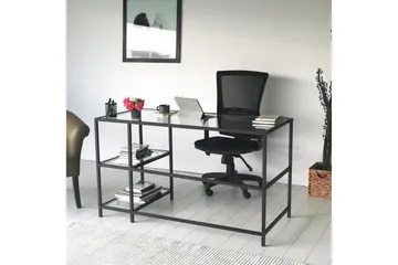 Sabani Skrivbord 130 cm med Förvaring 2 Hyllor - Glas/Svart - Möbler - Bord & matgrupper - Kontorsbord - Skrivbord
