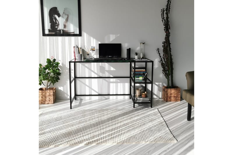 Sabani Skrivbord 130 cm med Förvaring 2 Hyllor - Glas/Svart - Möbler - Bord & matgrupper - Kontorsbord - Skrivbord