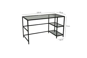 Sabani Skrivbord 130 cm med Förvaring 2 Hyllor - Glas/Svart - Möbler - Bord & matgrupper - Kontorsbord - Skrivbord
