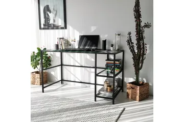Sabani Skrivbord 130 cm med Förvaring 2 Hyllor - Glas/Svart - Möbler - Bord & matgrupper - Kontorsbord - Skrivbord
