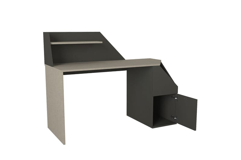 Samtens Skrivbord 140 cm med Förvaring Hyllor + Skåp - Antracit - Skrivbord