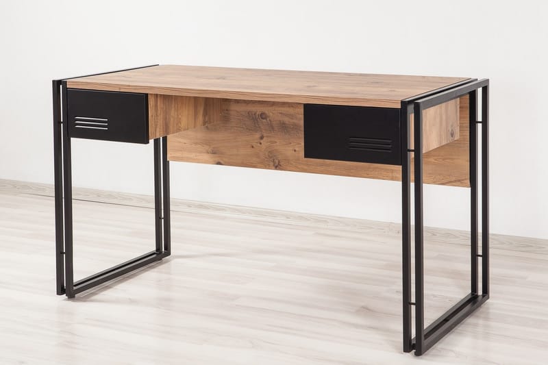 Sapphira Skrivbord 139 cm med Förvaring 2 Lådor - Trä/Svart - Skrivbord
