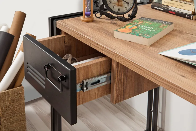 Sapphira Skrivbord 139 cm med Förvaring 2 Lådor - Trä/Svart - Möbler - Bord & matgrupper - Kontorsbord - Skrivbord