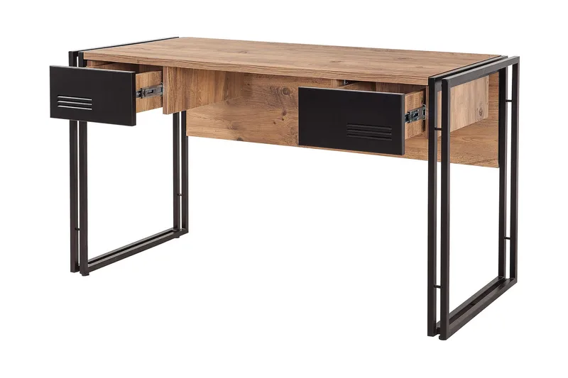 Sapphira Skrivbord 139 cm med Förvaring 2 Lådor - Trä/Svart - Möbler - Bord & matgrupper - Kontorsbord - Skrivbord