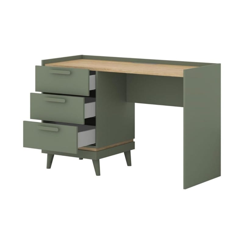 Skrivbord Scandi med 3 lådor - Dämpad grön - Oljad ek - Möbler - Bord & matgrupper - Kontorsbord - Skrivbord