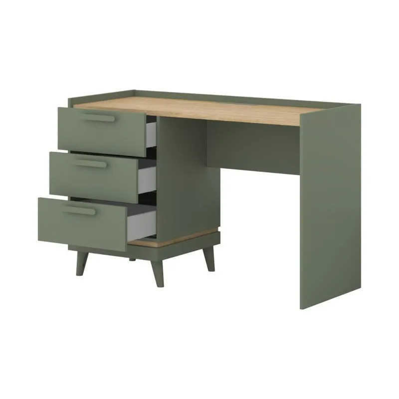 Skrivbord Scandi med 3 lådor - Dämpad grön - Oljad ek - Möbler - Bord & matgrupper - Kontorsbord - Skrivbord