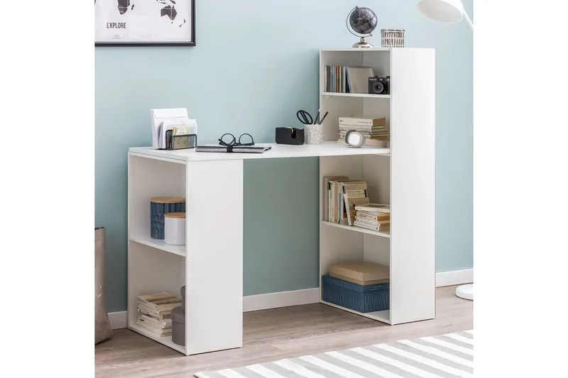 Shuping Skrivbord 120 cm med Förvaring Hyllor - Vit - Möbler - Bord & matgrupper - Kontorsbord - Skrivbord