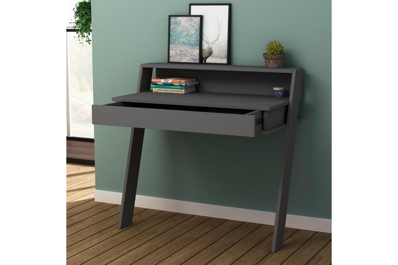 Skoved Skrivbord 94 cm med Förvaring Låda + Hylla - Grå - Möbler - Bord & matgrupper - Kontorsbord - Skrivbord