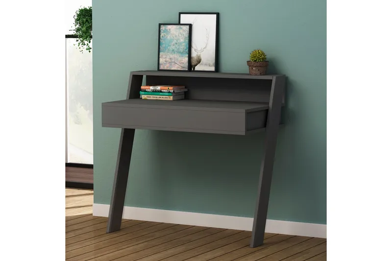 Skoved Skrivbord 94 cm med Förvaring Låda + Hylla - Grå - Möbler - Bord & matgrupper - Kontorsbord - Skrivbord