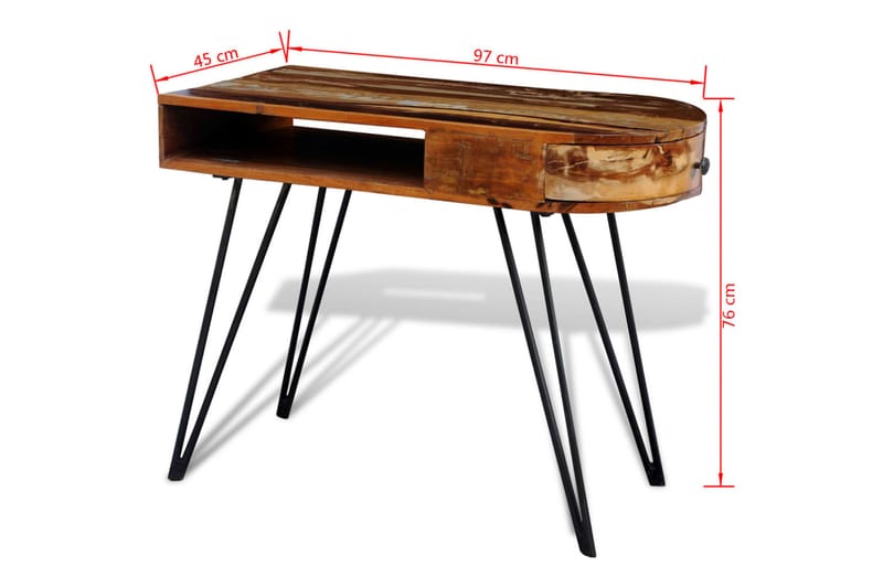 Skrivbord återvunnet massivt trä med järnben - Brun - Skrivbord