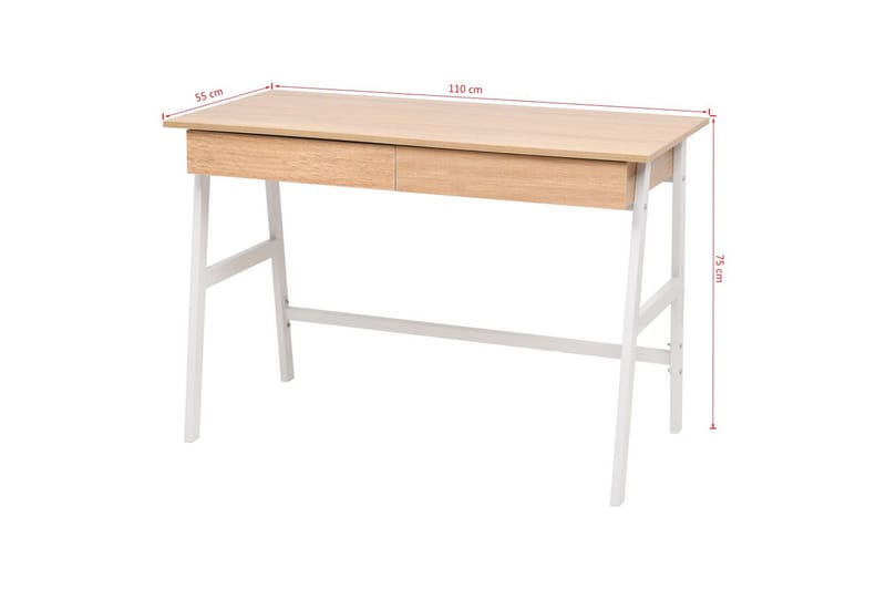Skrivbord 110x55x75 cm ekfärg och vit - Vit - Skrivbord