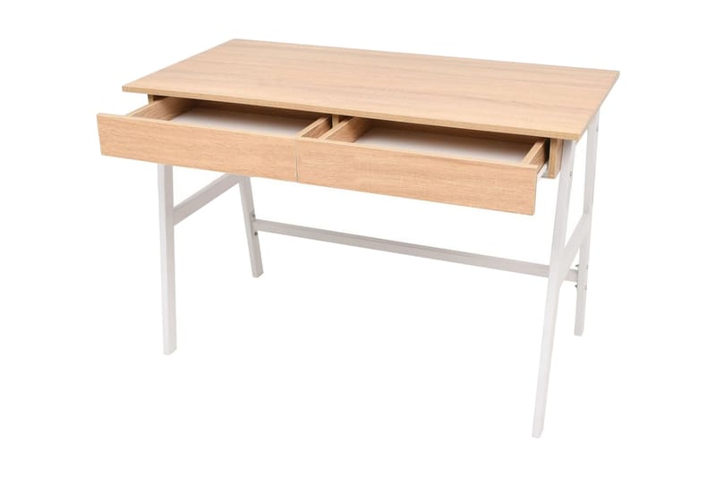 Skrivbord 110x55x75 cm ekfärg och vit - Vit - Möbler - Bord & matgrupper - Kontorsbord - Skrivbord