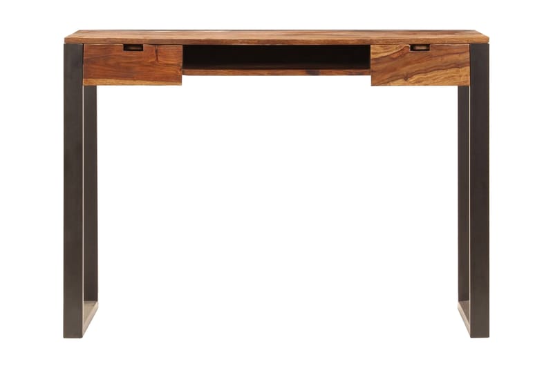 Skrivbord 110x55x78 cm massivt sheshamträ och stål - Brun - Skrivbord
