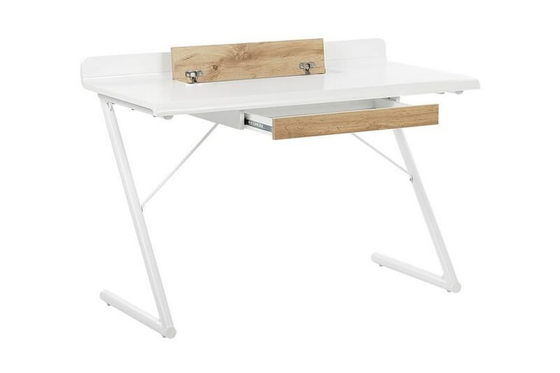 Skrivbord 120 x 60 cm vit/ljust trä FOCUS - Vit - Möbler - Bord & matgrupper - Kontorsbord - Skrivbord