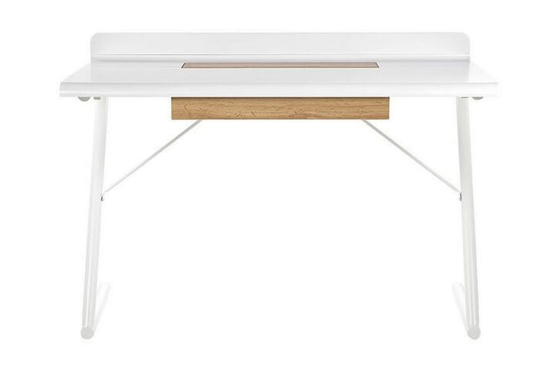 Skrivbord 120 x 60 cm vit/ljust trä FOCUS - Vit - Skrivbord