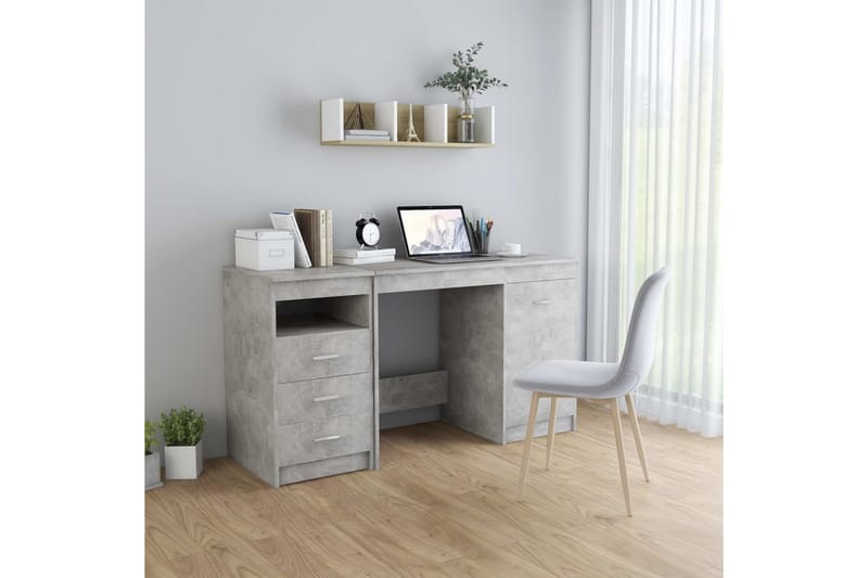 Skrivbord betonggrå 140x50x76 cm spånskiva - Grå - Möbler - Bord & matgrupper - Kontorsbord - Skrivbord