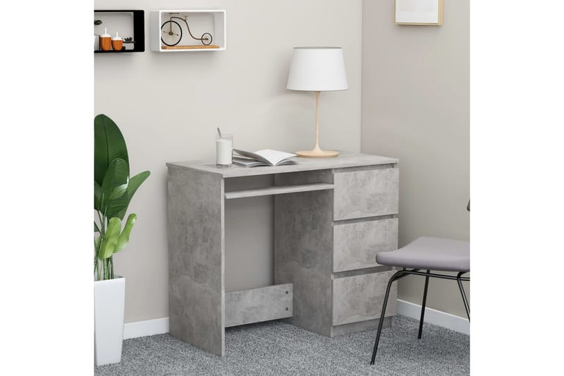 Skrivbord betonggrå 90x45x76 cm spånskiva - Grå - Skrivbord