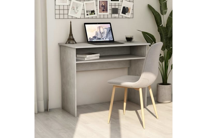 Skrivbord betonggrå 90x50x74 cm spånskiva - Grå - Skrivbord