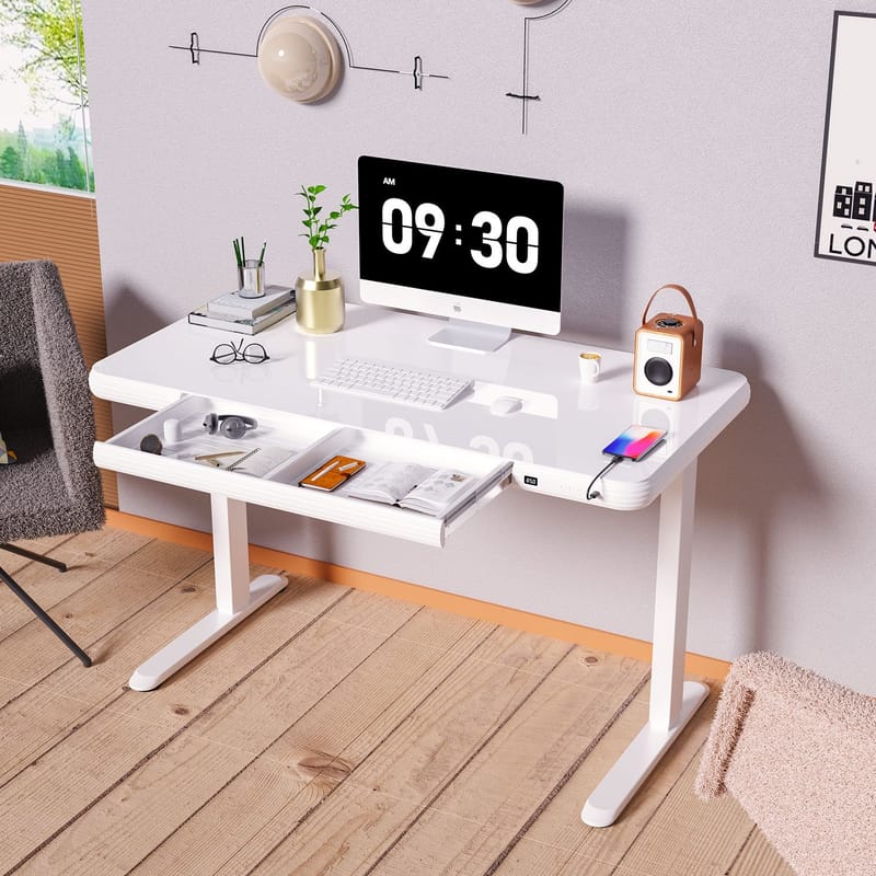 Skrivbord Ergo Fit med 1 motor 122x62x73,5–118 cm - Vit - Möbler - Bord & matgrupper - Kontorsbord - Skrivbord - Höj och sänkbart skrivbord