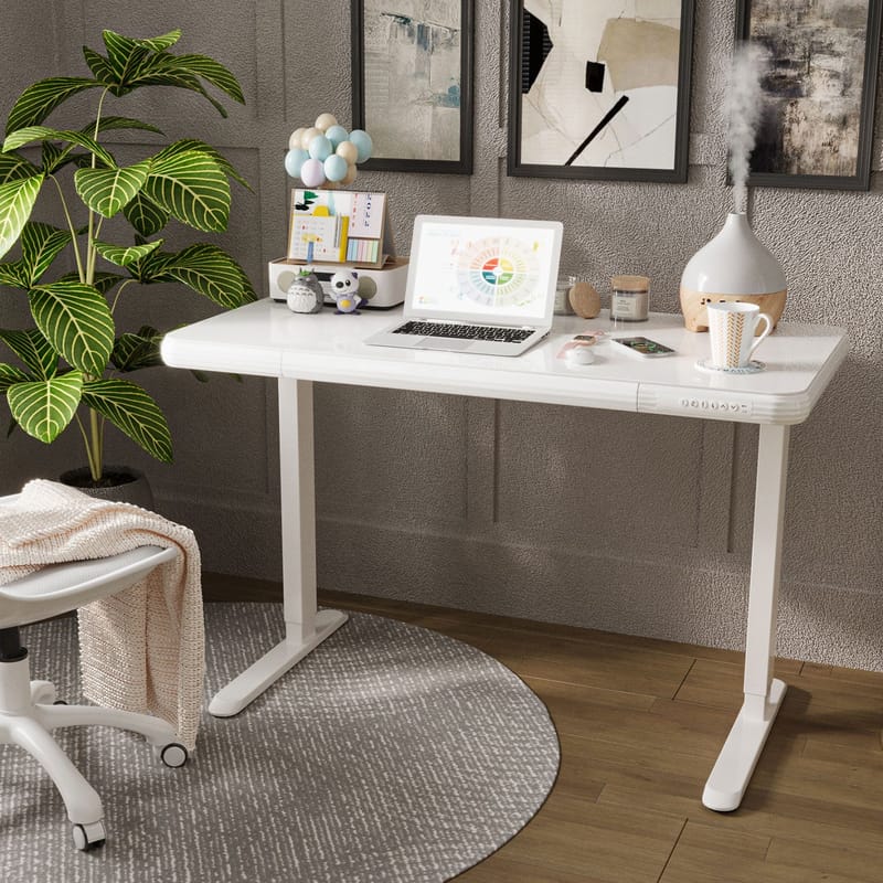 Skrivbord Ergo Fit med 1 motor 122x62x73,5–118 cm - Vit - Möbler - Bord & matgrupper - Kontorsbord - Skrivbord - Höj och sänkbart skrivbord