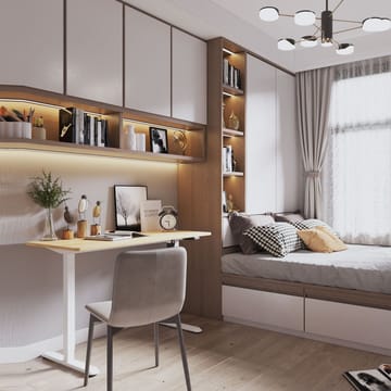Skrivbord Ergo Light med 1 motor 120x60x73–118 cm - vit/svart - Möbler - Bord & matgrupper - Kontorsbord - Skrivbord - Höj och sänkbart skrivbord