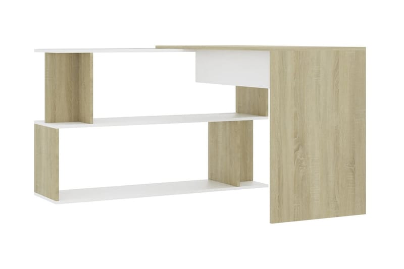Skrivbord hörn vit och sonoma-ek 200x50x76 cm spånskiva - Vit - Hörnskrivbord