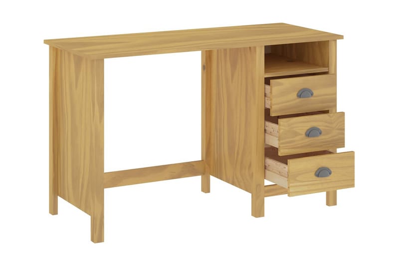 Skrivbord Hill Range med 3 lådor 120x50x74 cm massiv furu - Brun - Möbler - Bord & matgrupper - Kontorsbord - Skrivbord