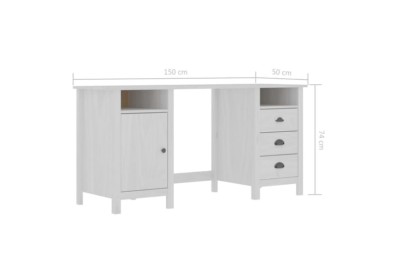 Skrivbord Hill Range vit 150x50x74 cm massiv furu - Vit - Möbler - Bord & matgrupper - Kontorsbord - Skrivbord