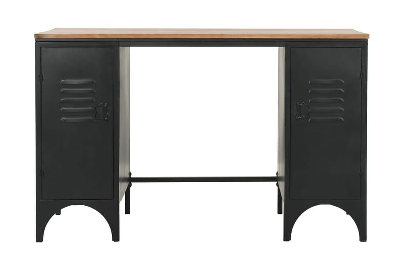 Skrivbord massivt furuträ och st�ål 120x50x76 cm - Svart - Skrivbord