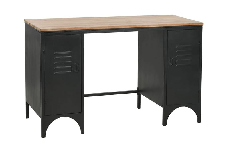 Skrivbord massivt furuträ och stål 120x50x76 cm - Svart - Skrivbord