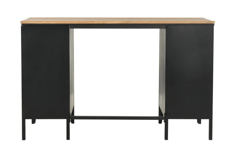 Skrivbord massivt furuträ och stål 120x50x76 cm - Svart - Skrivbord