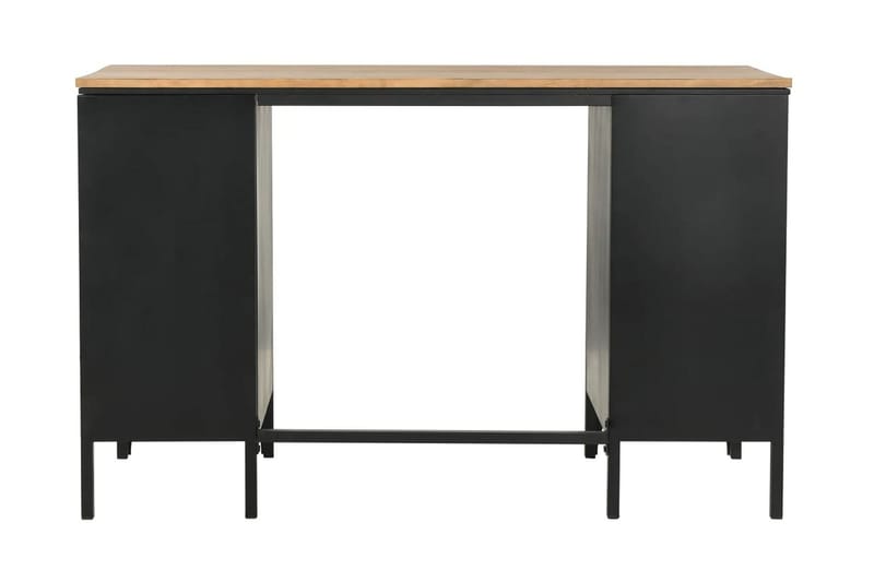 Skrivbord massivt furuträ och stål 120x50x76 cm - Svart - Möbler - Bord & matgrupper - Kontorsbord - Skrivbord
