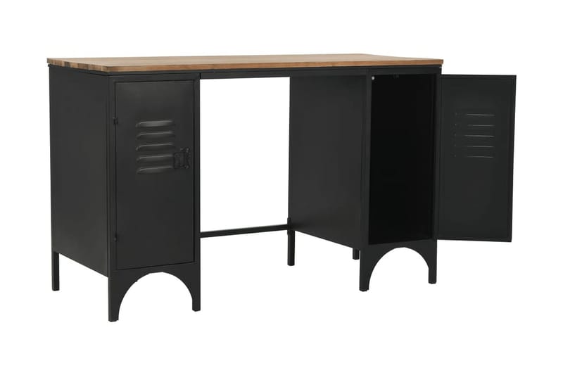Skrivbord massivt furuträ och stål 120x50x76 cm - Svart - Möbler - Bord & matgrupper - Kontorsbord - Skrivbord