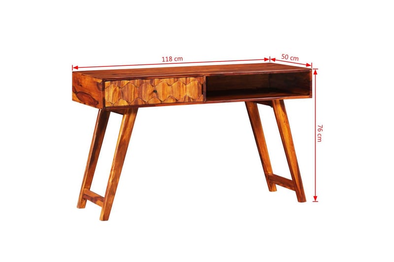 Skrivbord massivt sheshamträ 118x50x76 cm - Brun - Skrivbord