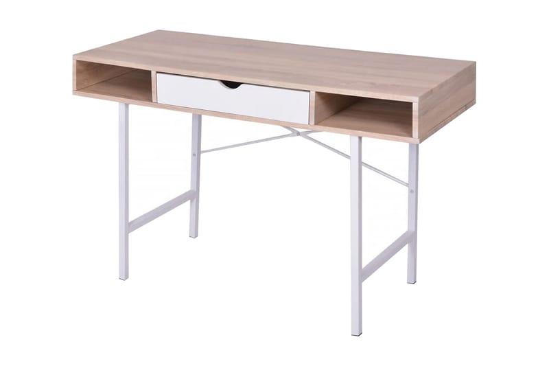 Skrivbord med 1 låda ek och vit - Flerfärgad - Skrivbord