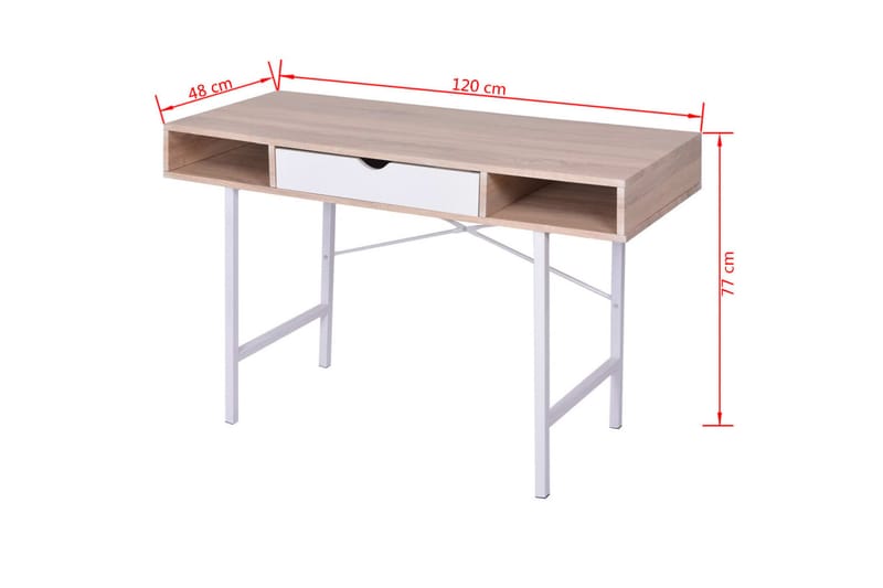 Skrivbord med 1 låda ek och vit - Flerfärgad - Skrivbord