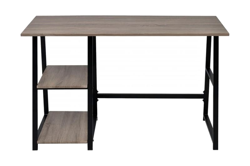 Skrivbord med 2 hyllor grå/ek - Grå - Skrivbord