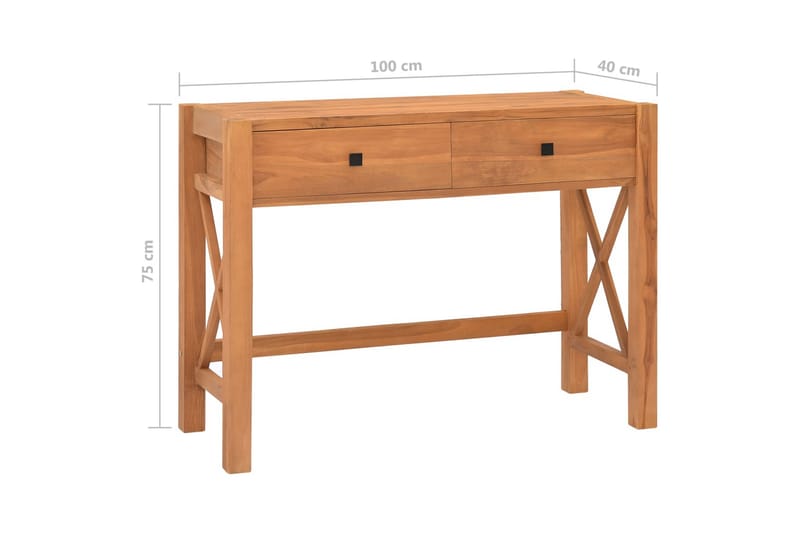Skrivbord med 2 lådor 100x40x75 cm återvunnen teak - Brun - Skrivbord