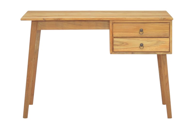 Skrivbord med 2 lådor 110x52x75 cm massivt teak - Brun - Skrivbord